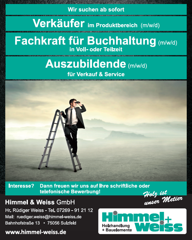 Annonce Aktuelle Stellen bei Himmel und Weiss